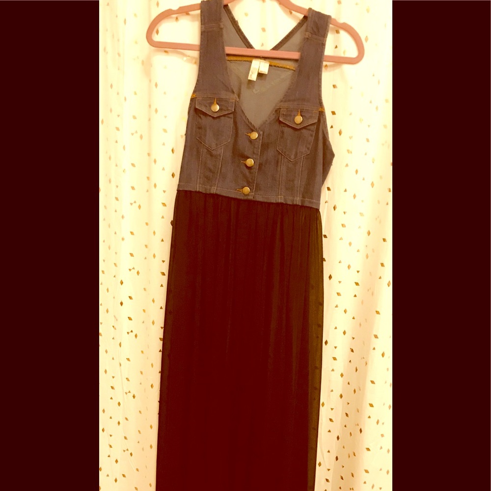 Denim vest ,black sheer overlay perfect for summer